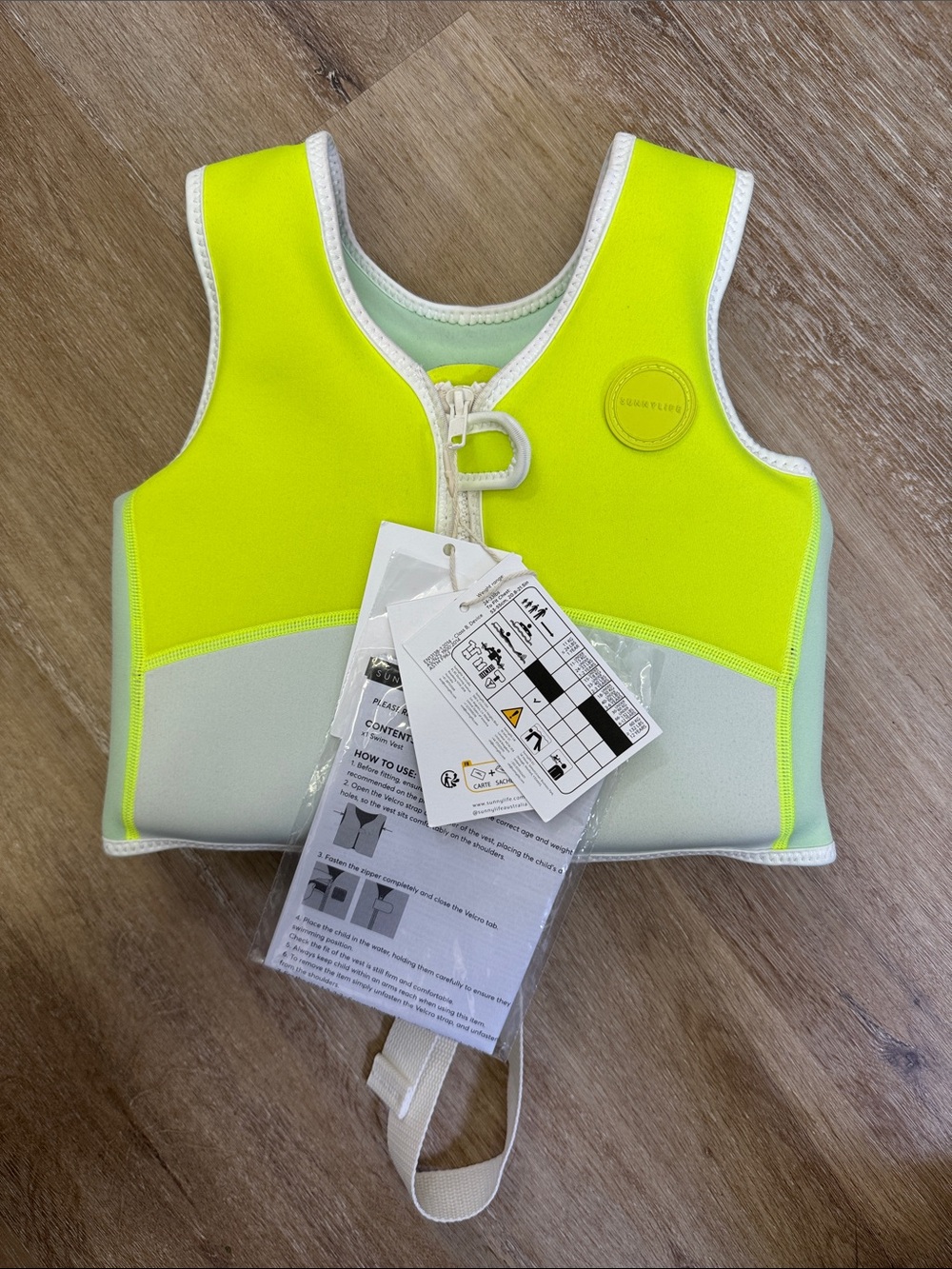 Sunnylife Kids Swim Vest - Neon Yellow & Light Gray
